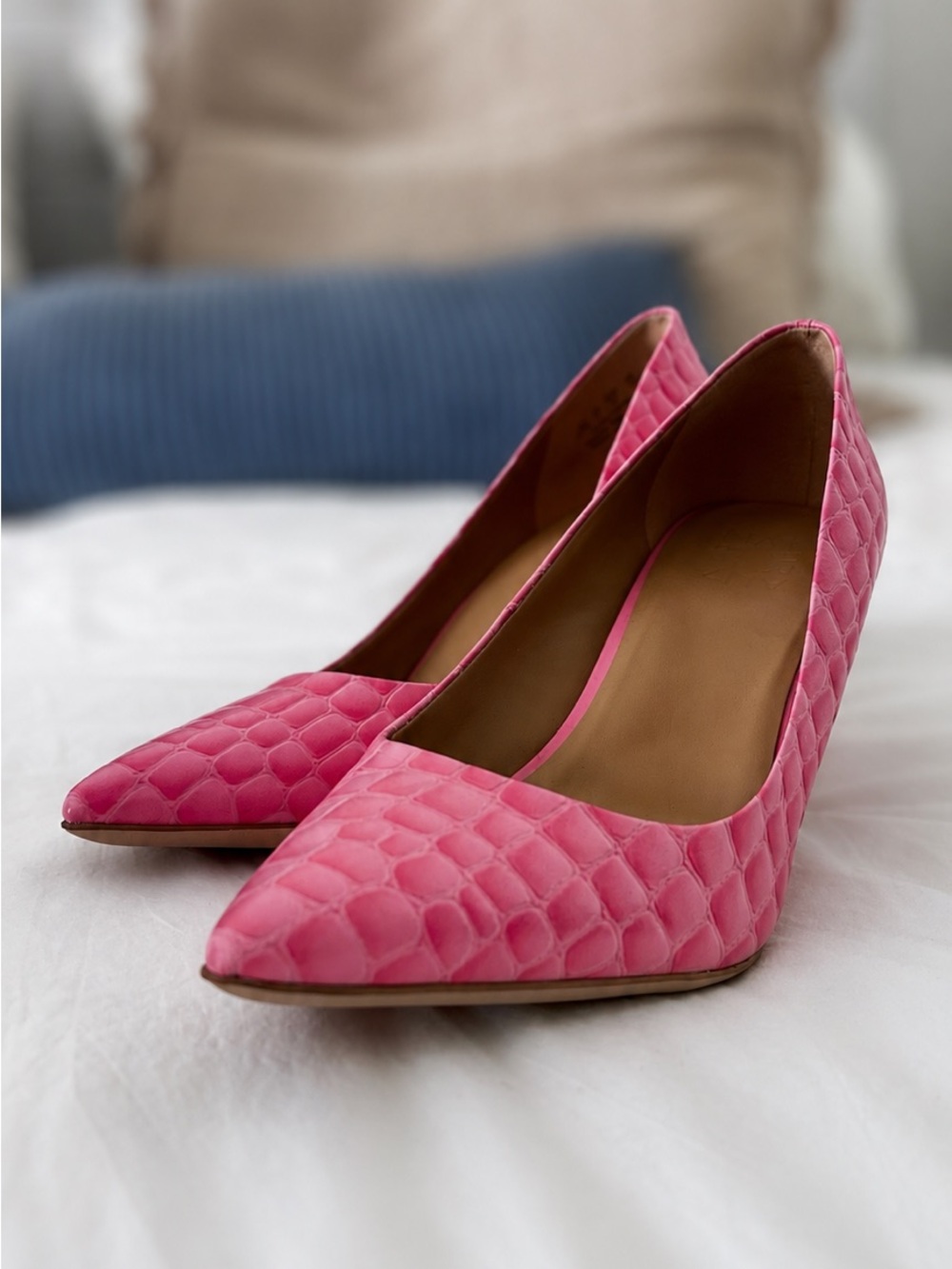 Naturalizer Flamingo Pink Textured Leather Pointed-Toe Pumps NWT